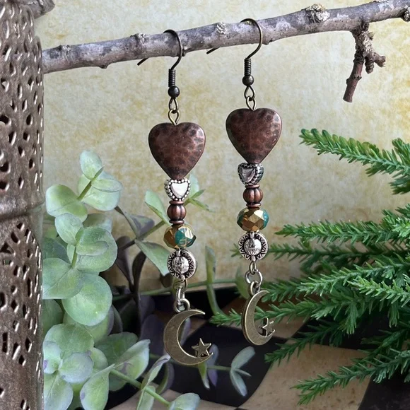 Hearts, Sun & Moon Boho Earrings - Picture 12 of 13